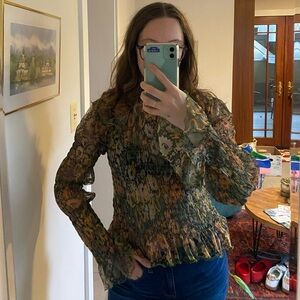 Free People Sheer Floral Blouse